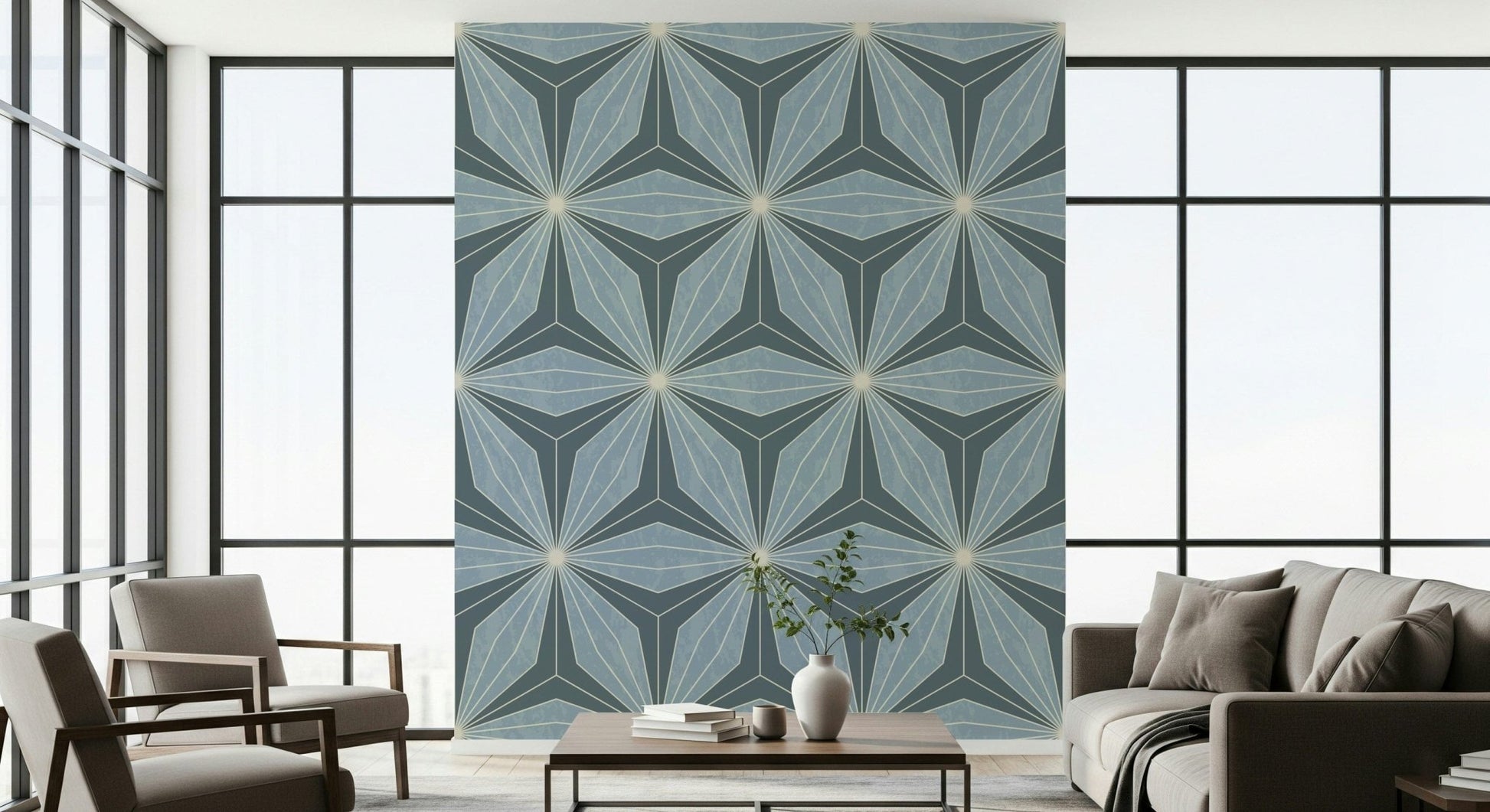 Textured deco fan wallpaper known as Geometric Flowers Radiance.