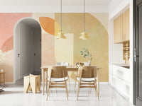 A graceful subtle geometric wall mural in cool, tranquil tones.

