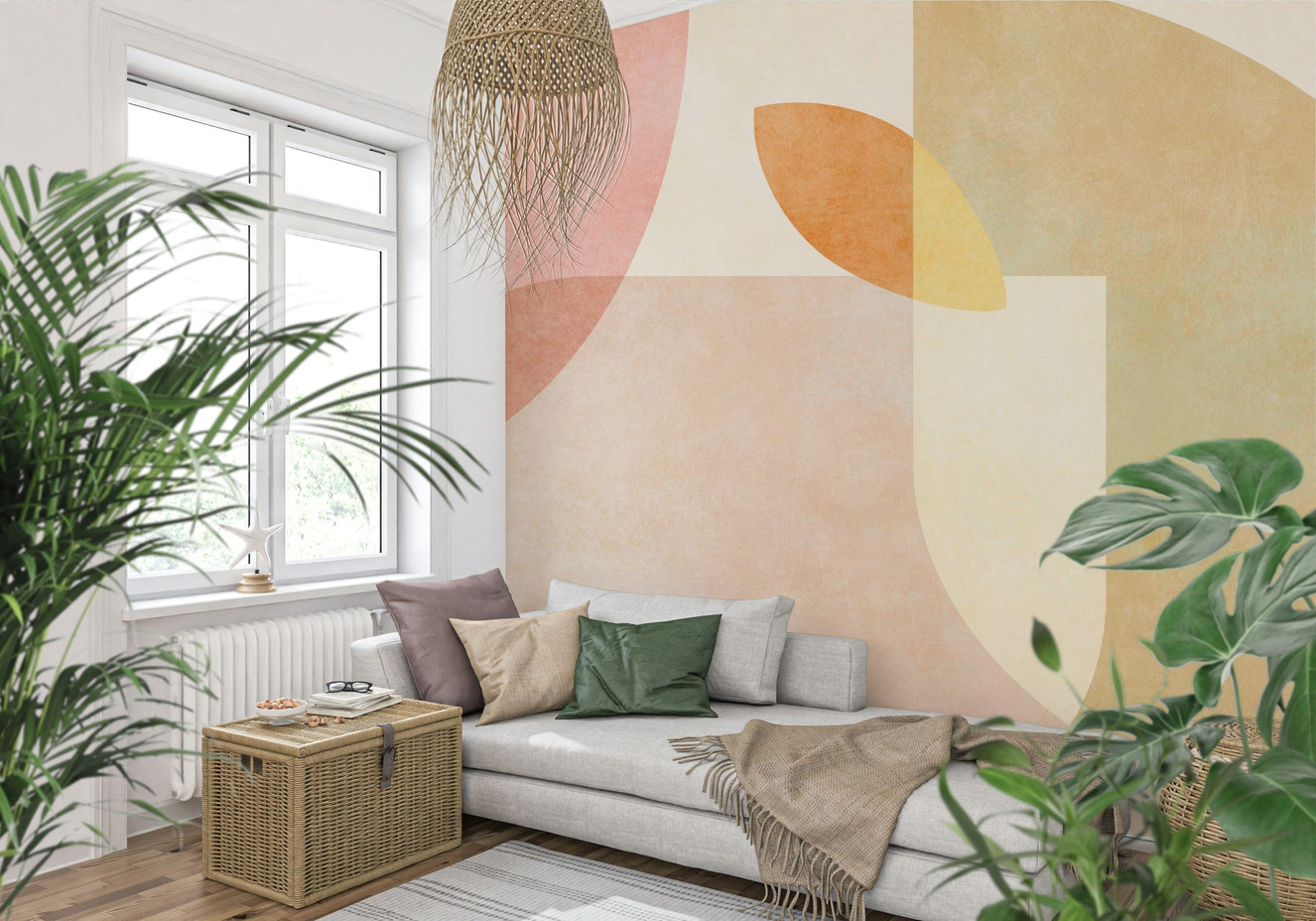 A beautiful geometric harmony wallpaper mural for a modern home.

