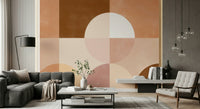 A peaceful abstract design mural on decorative wallpaper.

