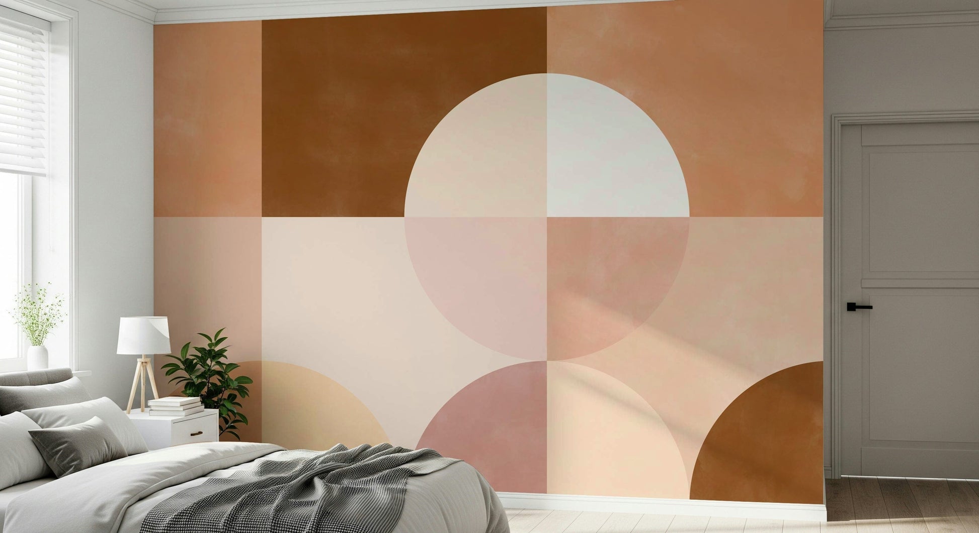 A contemplative geometric design wallpaper mural for a feature wall.

