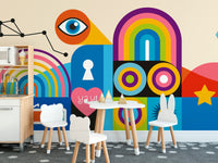 Vibrant Geometric Art Mural - Giffywalls