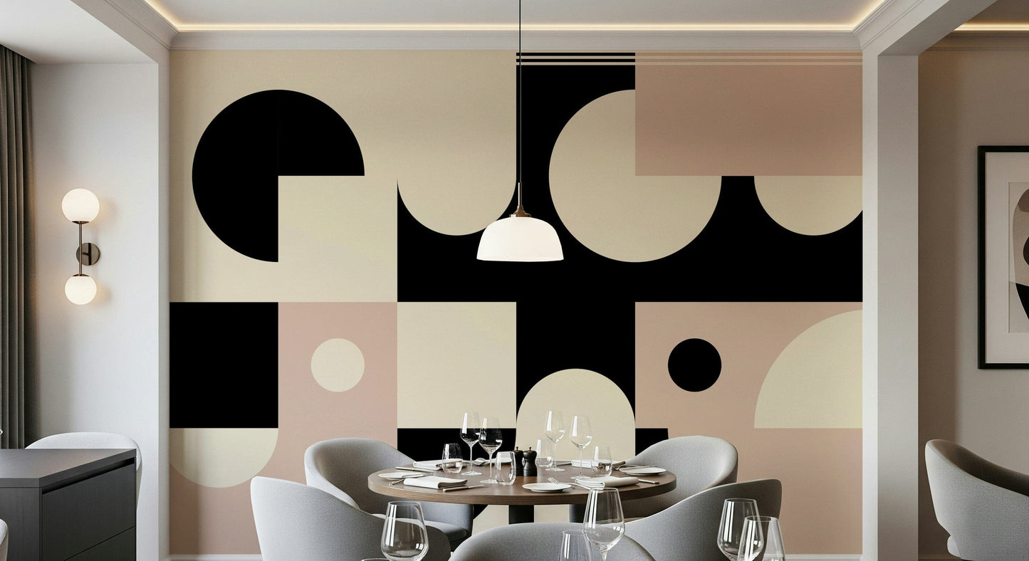 Pink Black - Bold Geometric Interplay Wall Mural