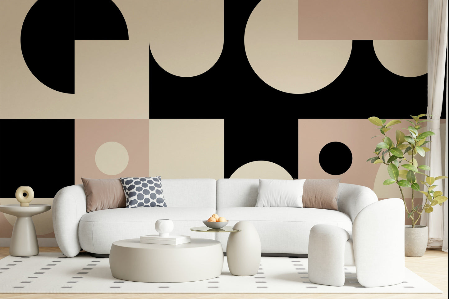 Pink Black - Bold Geometric Interplay Wall Mural