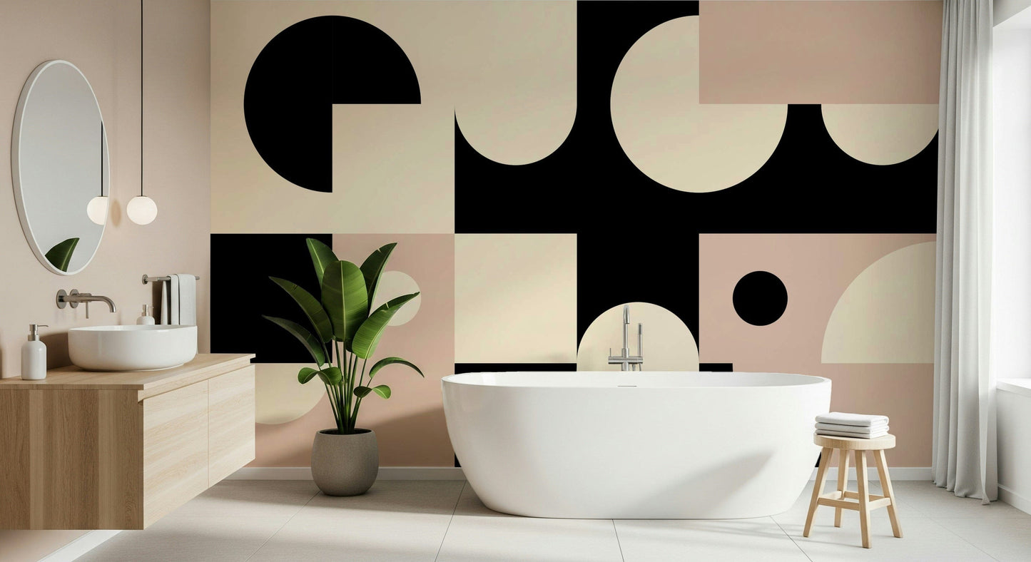 Pink Black - Bold Geometric Interplay Wall Mural