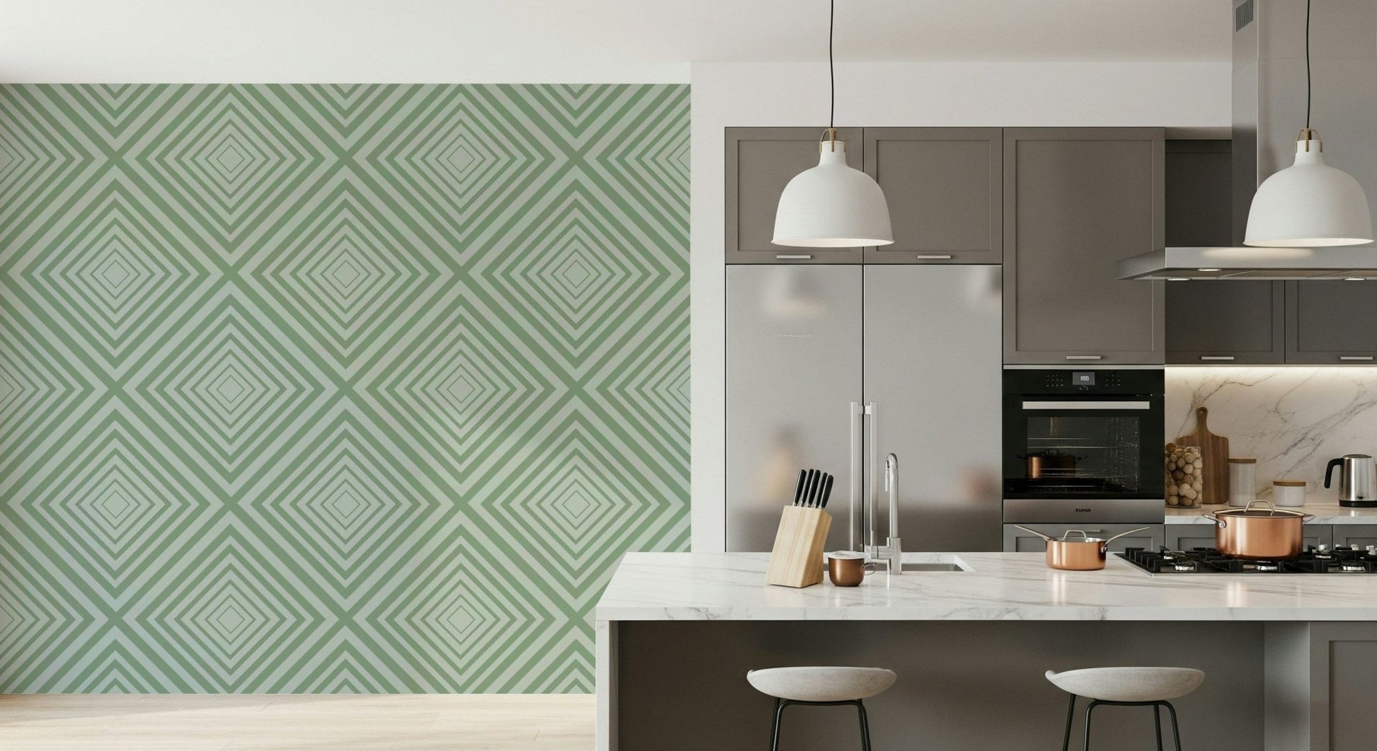 Geometric striking chevron lines wallpaper accent modern home decor.
