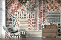 An artistic minimalist form mural for home decor.