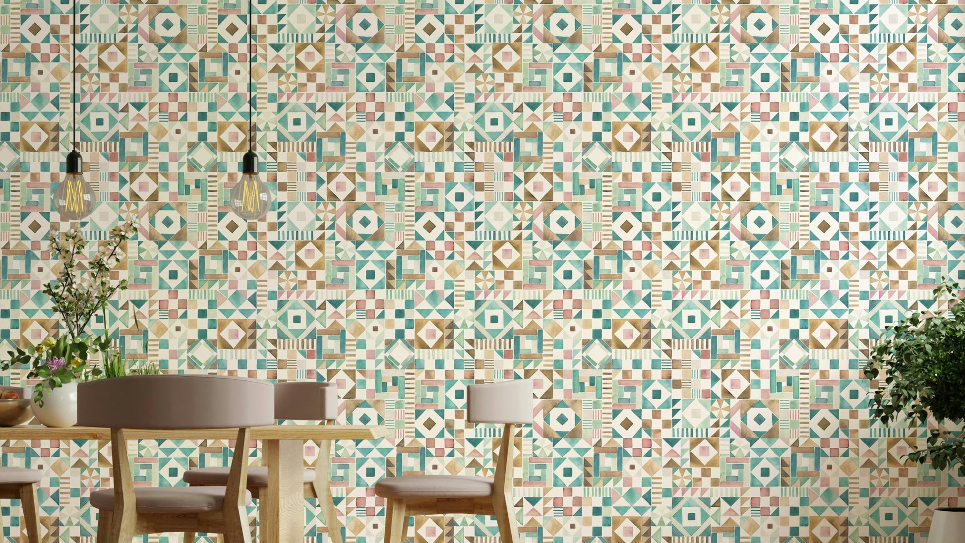 Modern geometric tiles wallpaper for walls

