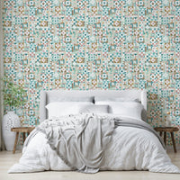 Bold patterned tile wallpaper with geometric style


