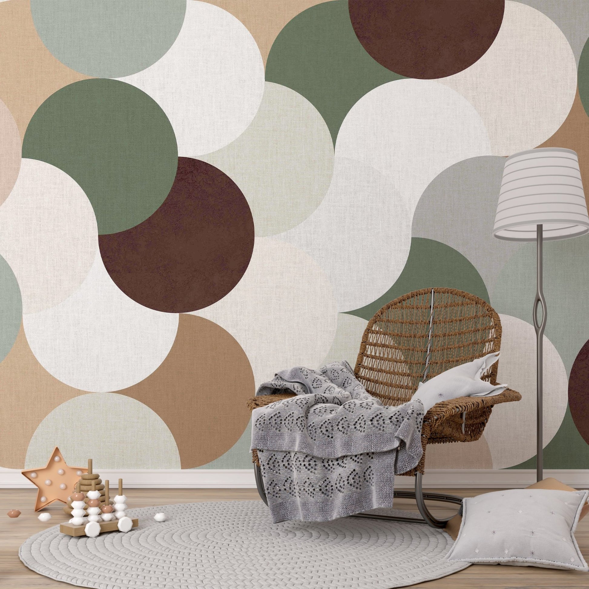 Contemporary bedroom with geometric feature wall

