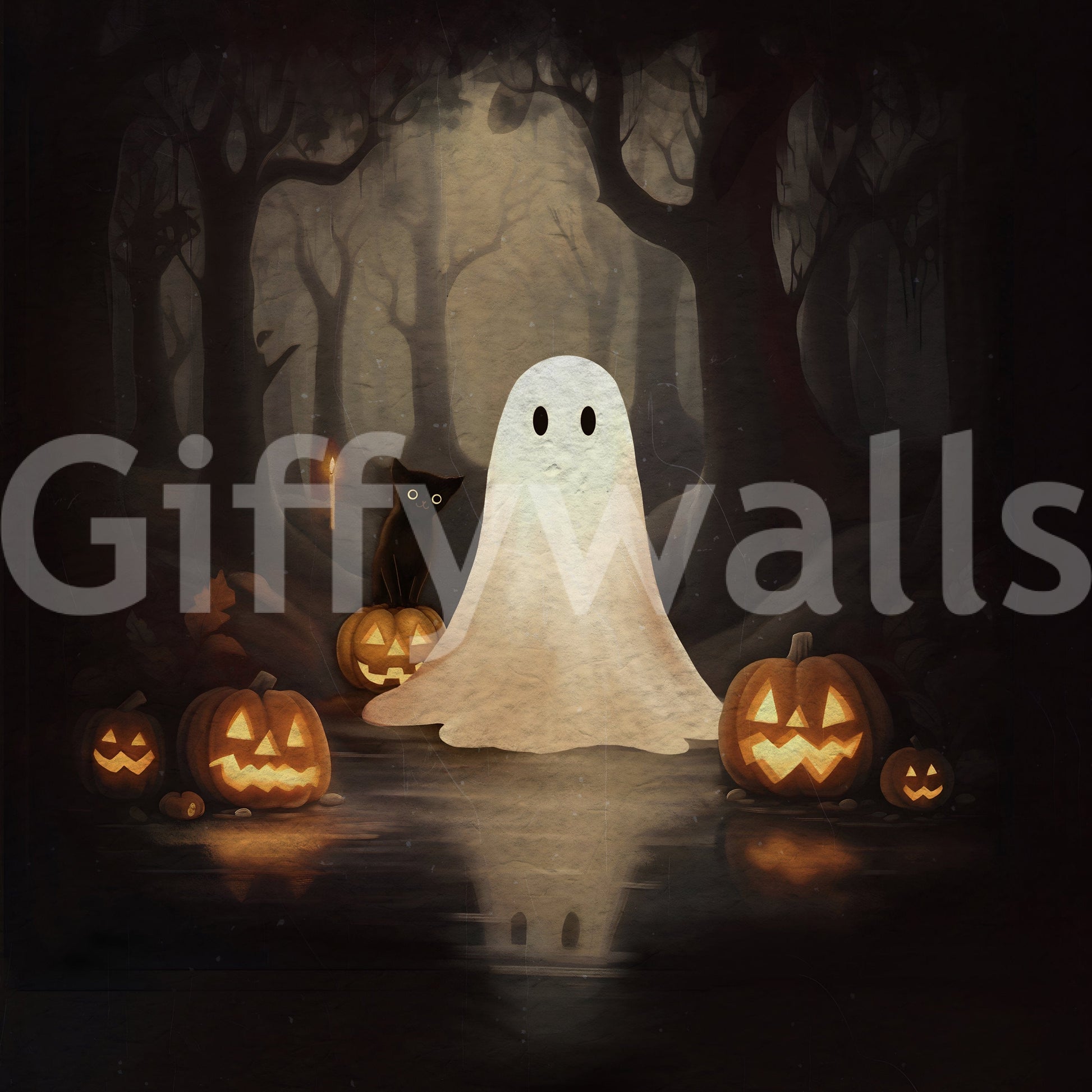 Ghost and Black Cat Wall Mural kids room
