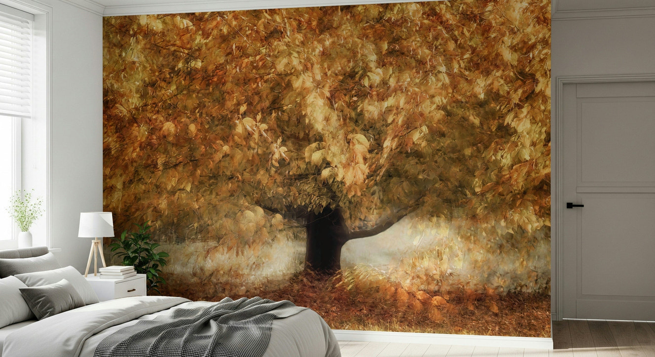 A peaceful organic pattern mural on decorative wallpaper.