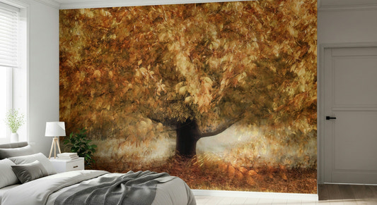 A peaceful organic pattern mural on decorative wallpaper.