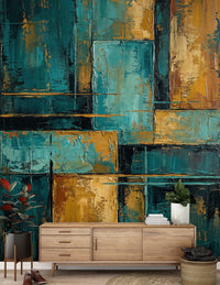 Gilded Blocks Wall Mural
