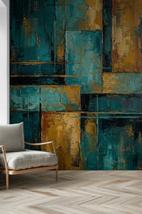 Gilded Blocks Wall Mural