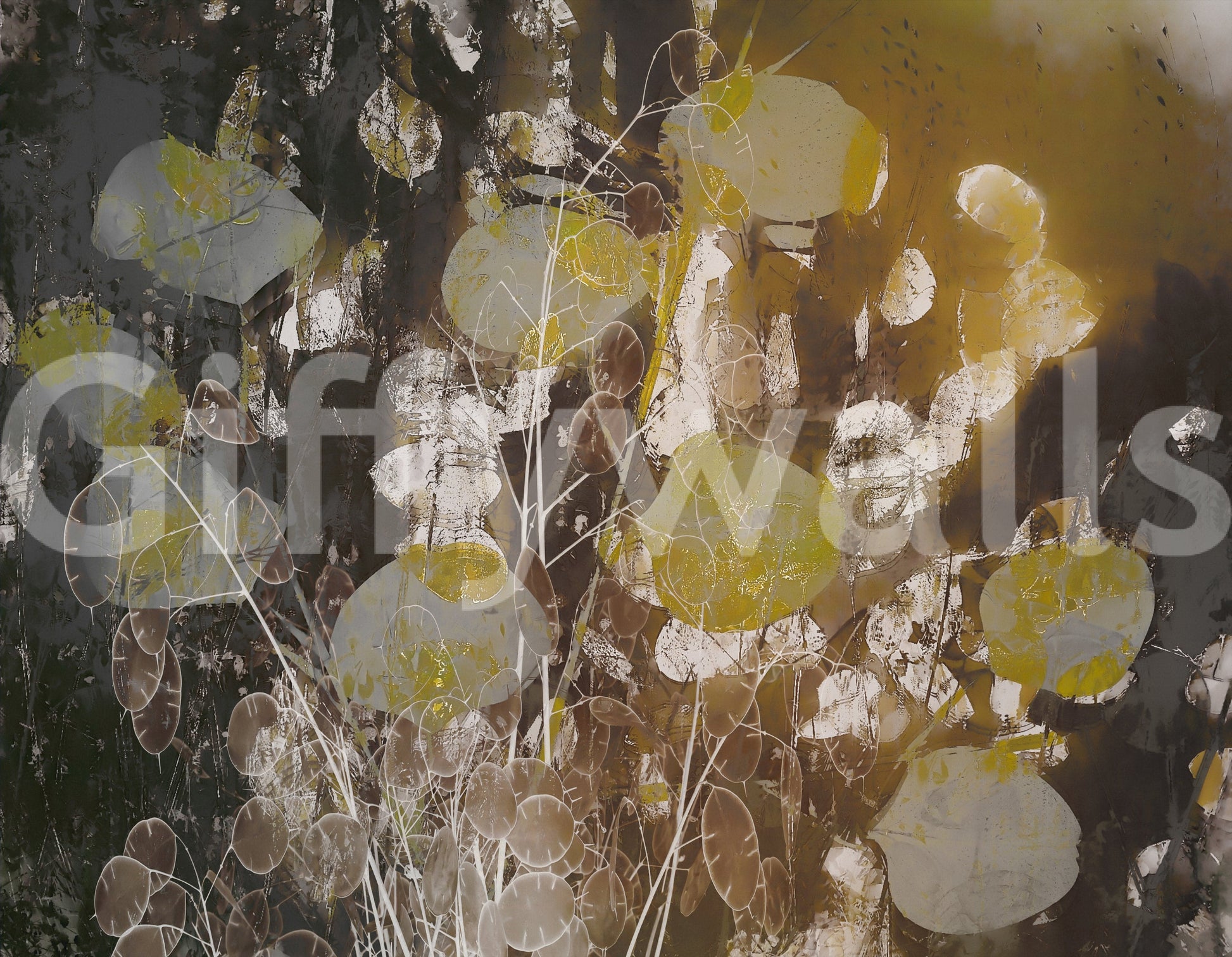 An artistic nature inspired mural for home decor.

