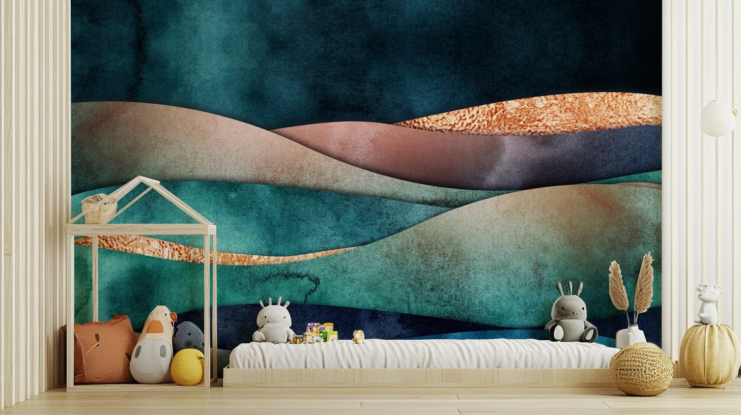 The mural shows a beautiful, abstract flowing design.


