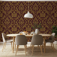 Removable gilded leaves wall mural for elegant Dining rooms.