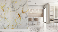 Gilded Marble Swirl Wall Mural — luxurious marble textures with intricate golden swirls.