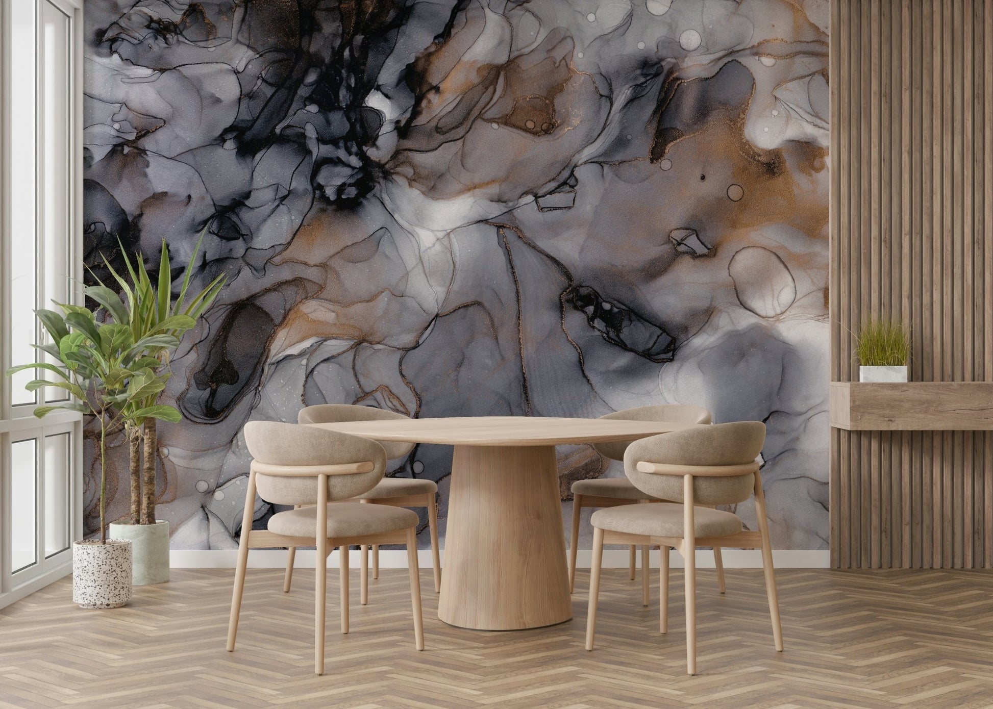 Gilded Smoke wallpaper for refined, modern interiors

