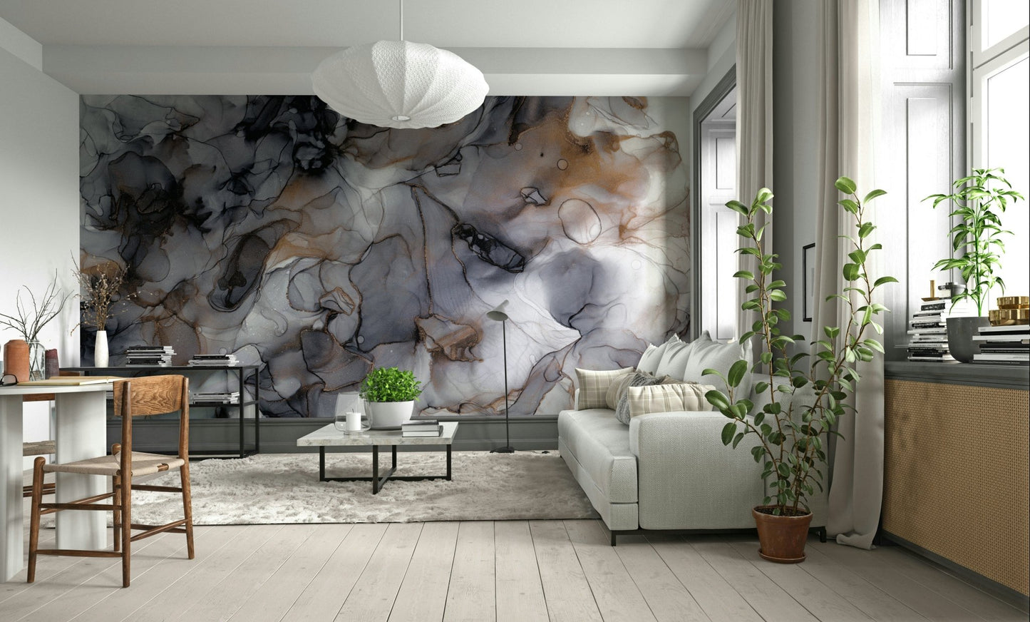 Luxurious gold highlights against deep smoky tones

