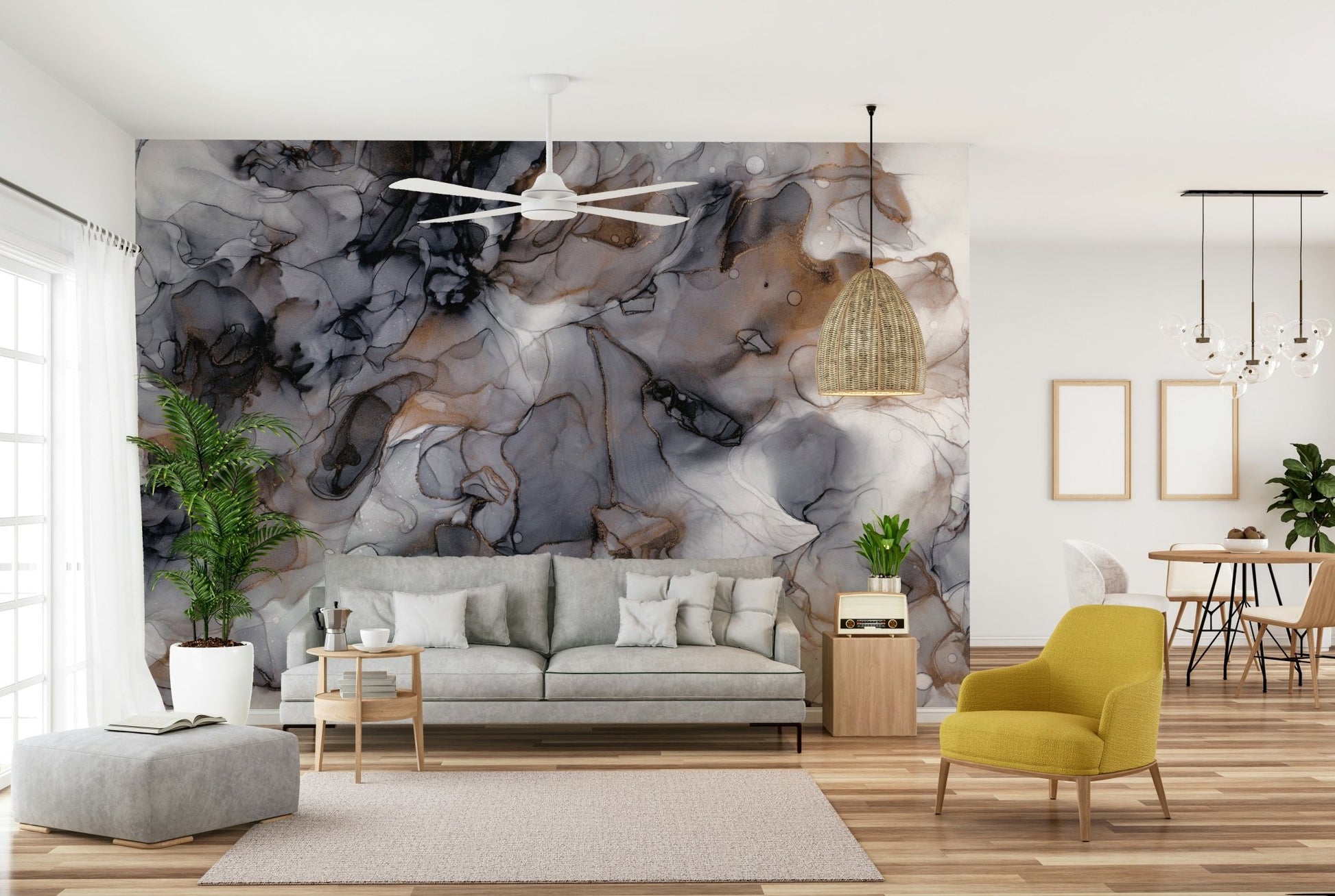 Gilded Smoke Wall Mural with smoky dark hues

