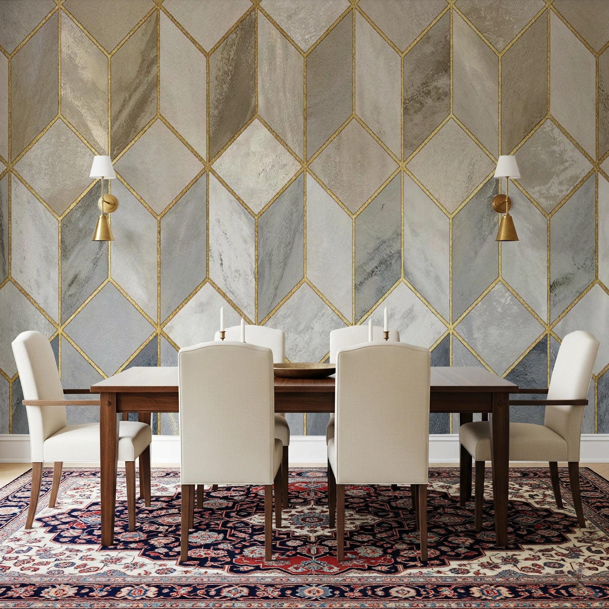 Gilded Stone Cubes Wall Mural