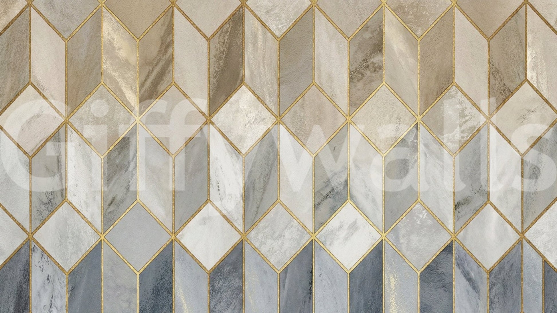 Gilded Stone Cubes Wall Mural
