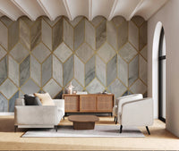 Gilded Stone Cubes Wall Mural