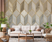 Gilded Stone Cubes Wall Mural