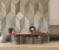 Gilded Stone Cubes Wall Mural
