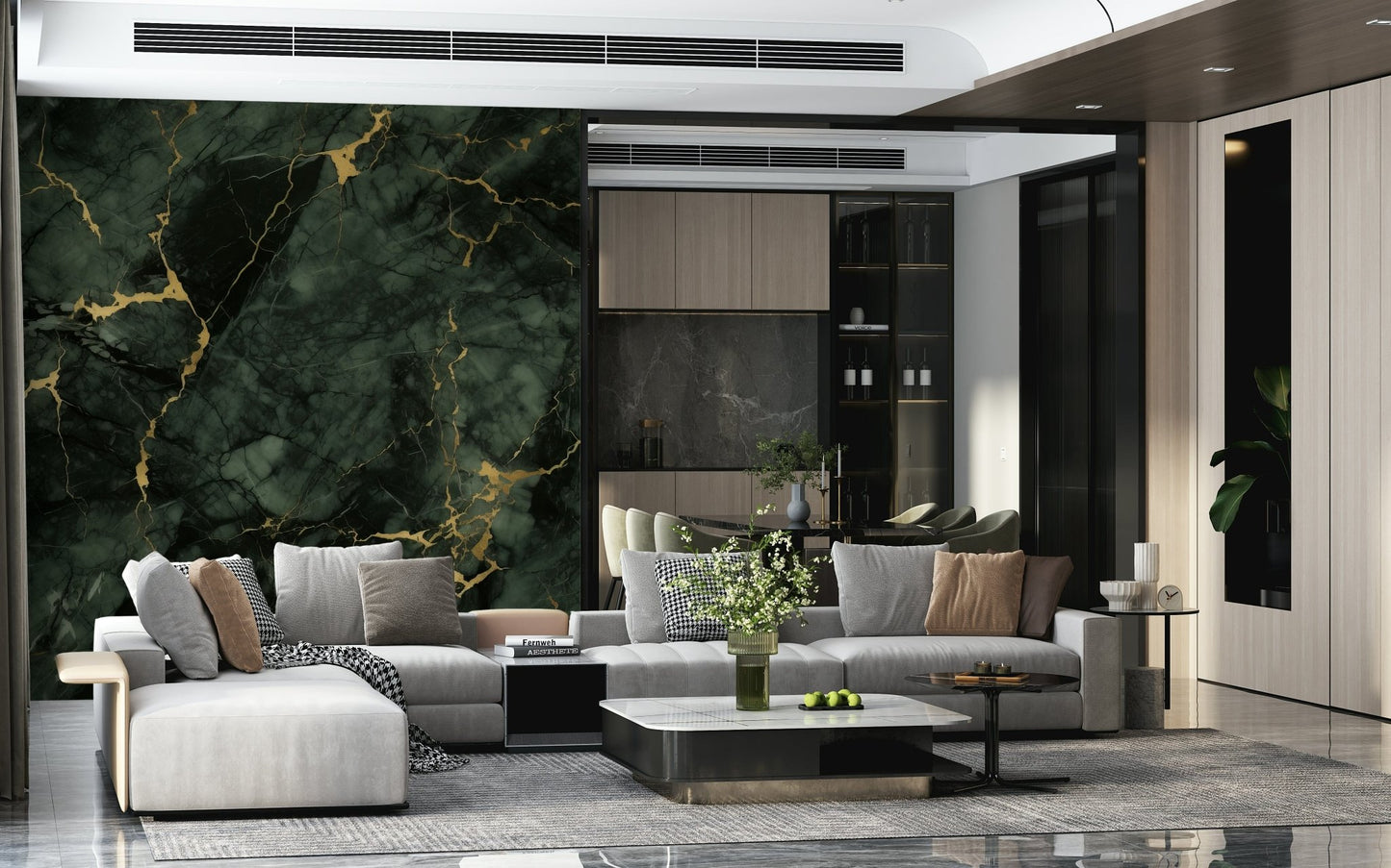 Gilded Stone Wallpaper — elegant stone textures with golden veins for stylish interiors.