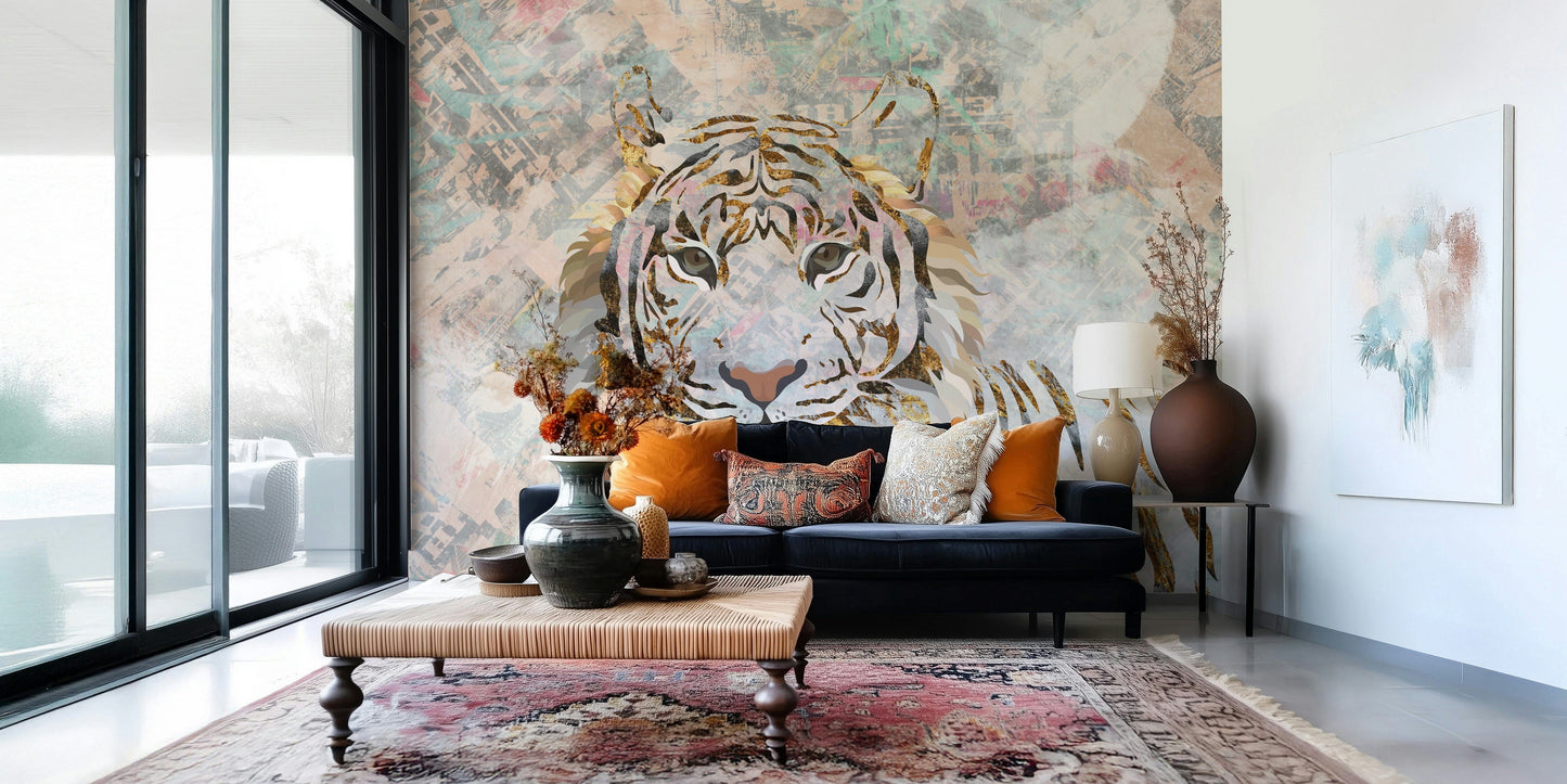 Gilded Tiger Collage Wall Mural -2466698
