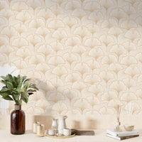 Elegant nature wallpaper in taupe and sage palette

