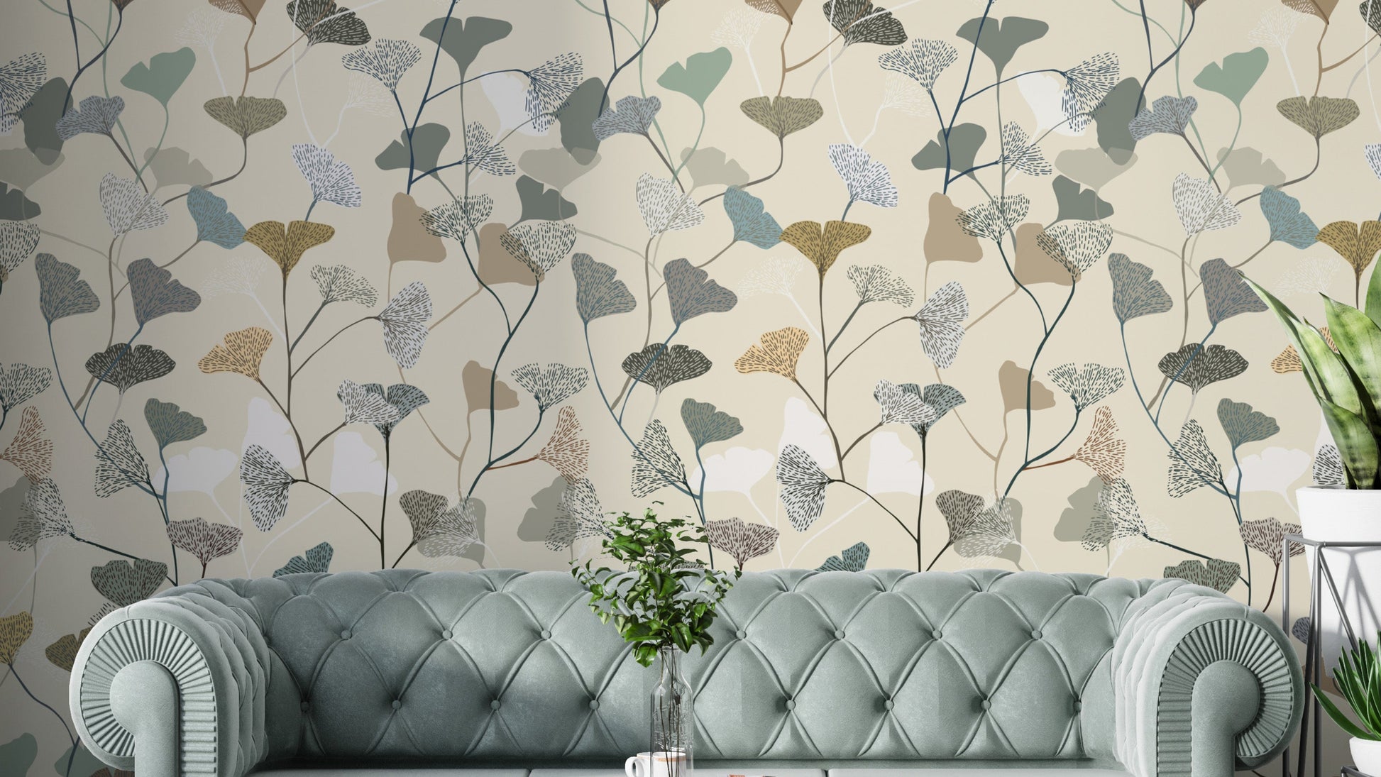 Ginkgo Leaves Pattern Wallpaper Mural
