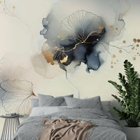 Glided Botanica Elegance Wall Mural in bedroom accent wall, soft greenery