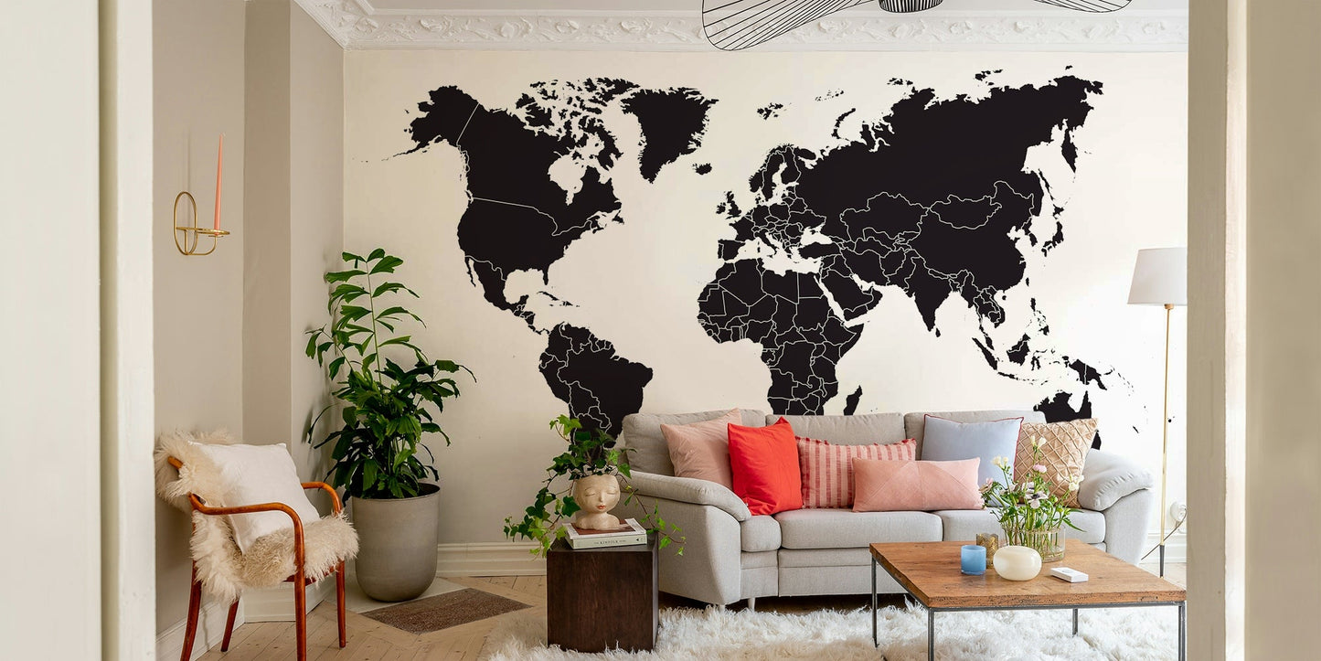 Neutral map wallpaper for walls

