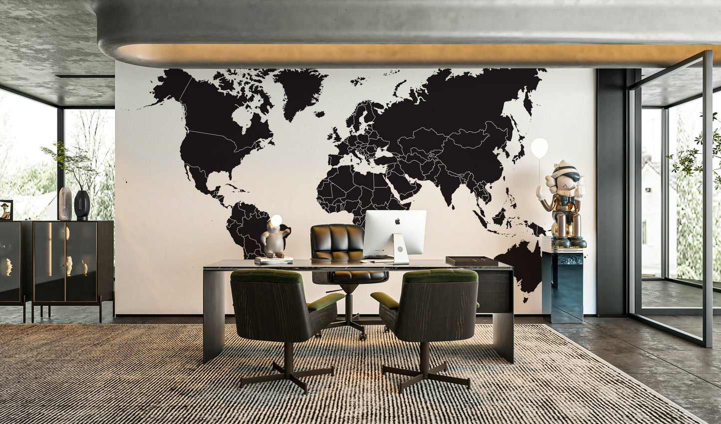Modern world map wall mural

