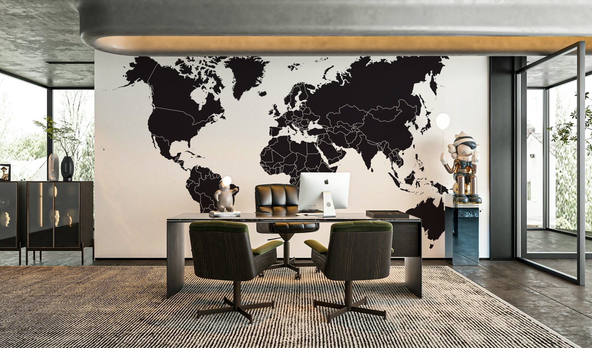 Modern world map wall mural

