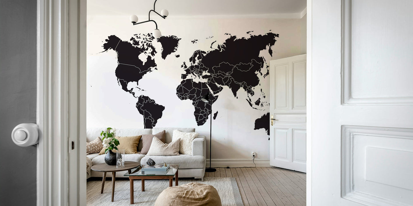 Clean design world map mural

