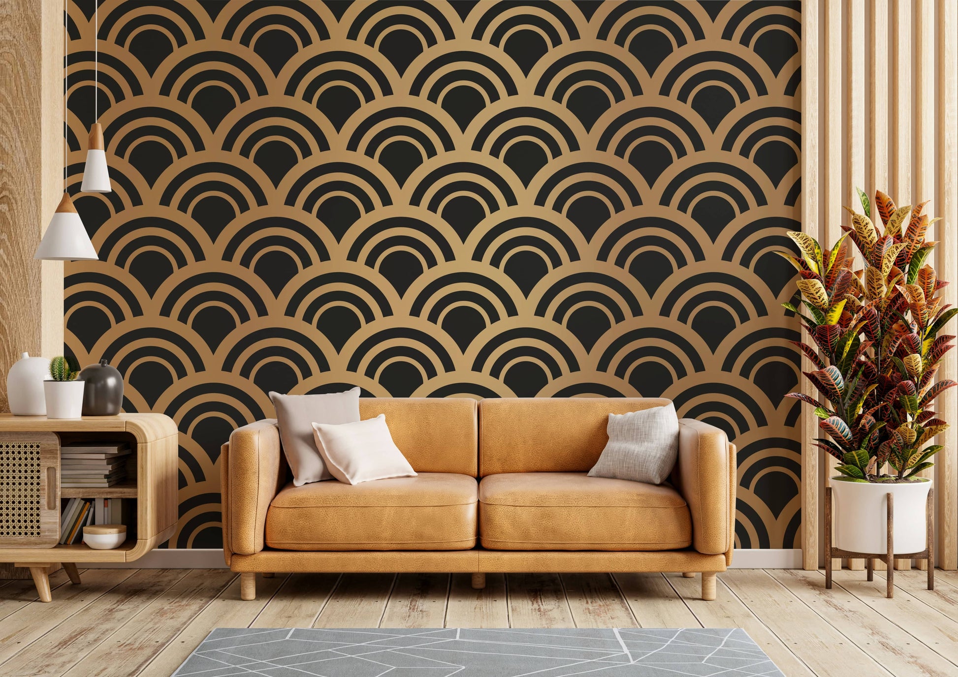 A classic Art Deco wallpaper for walls.

