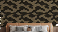 Elegant gold and black wave pattern wallpaper