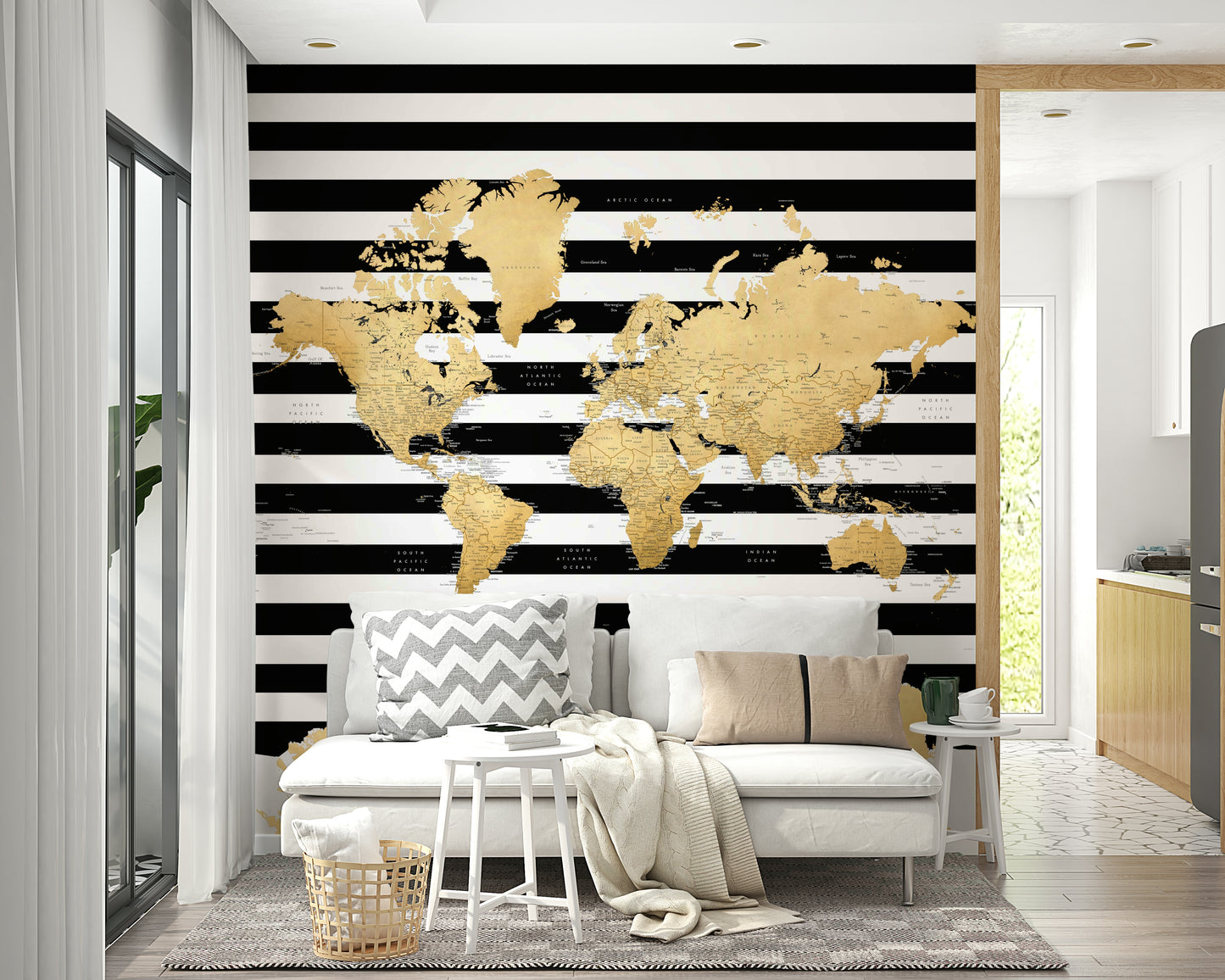 Black and gold world map for office or study

