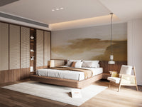 Modern golden abstract mural for interiors