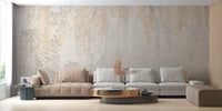 Golden and Grey Hanging Leaves Wallpaper Murals - Giffywalls