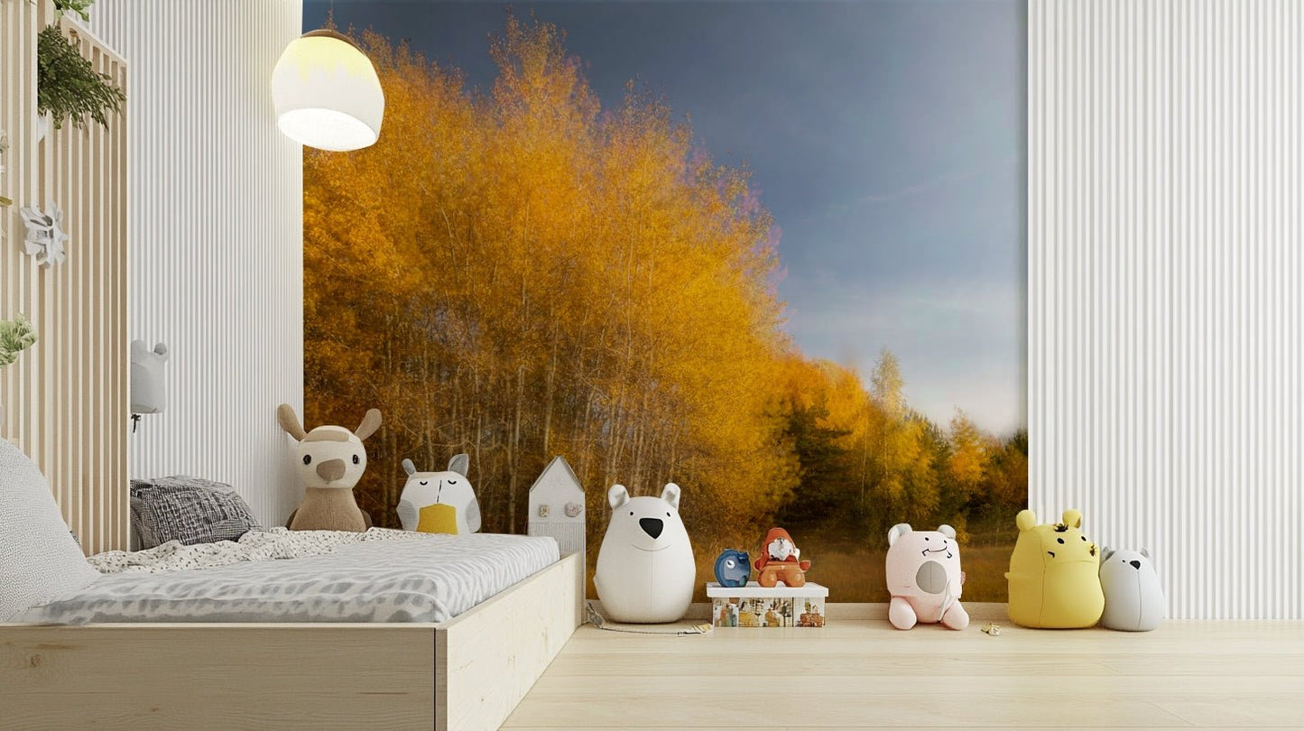 The wallpaper is applied smoothly, appearing as one continuous image.

