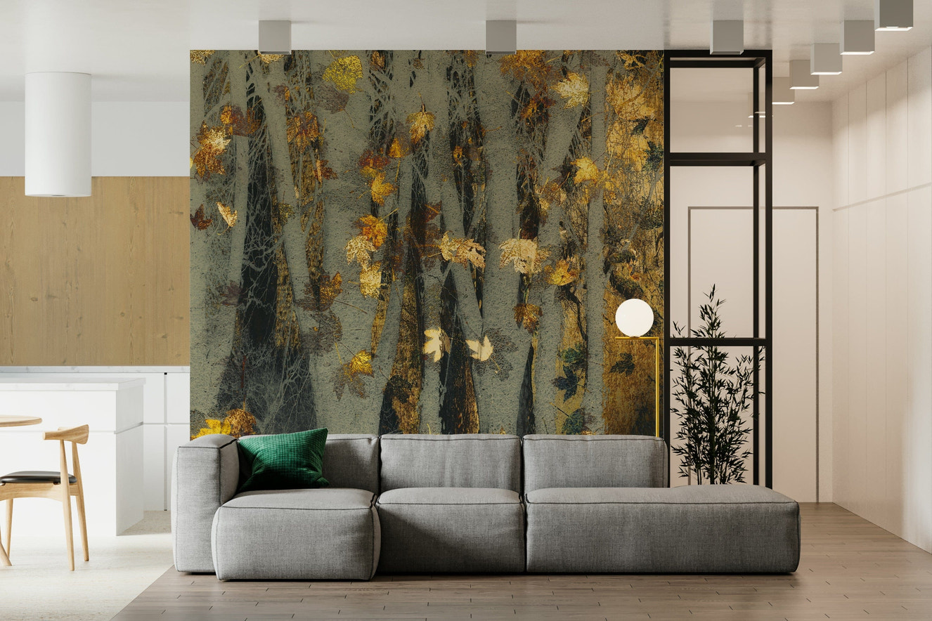 Gilded Autumn Woods Wall Mural -2163434