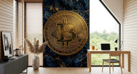 Modern crypto wall mural with circuit and bitcoin pattern