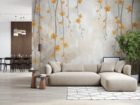 Golden Bloom Cascade Wall Mural