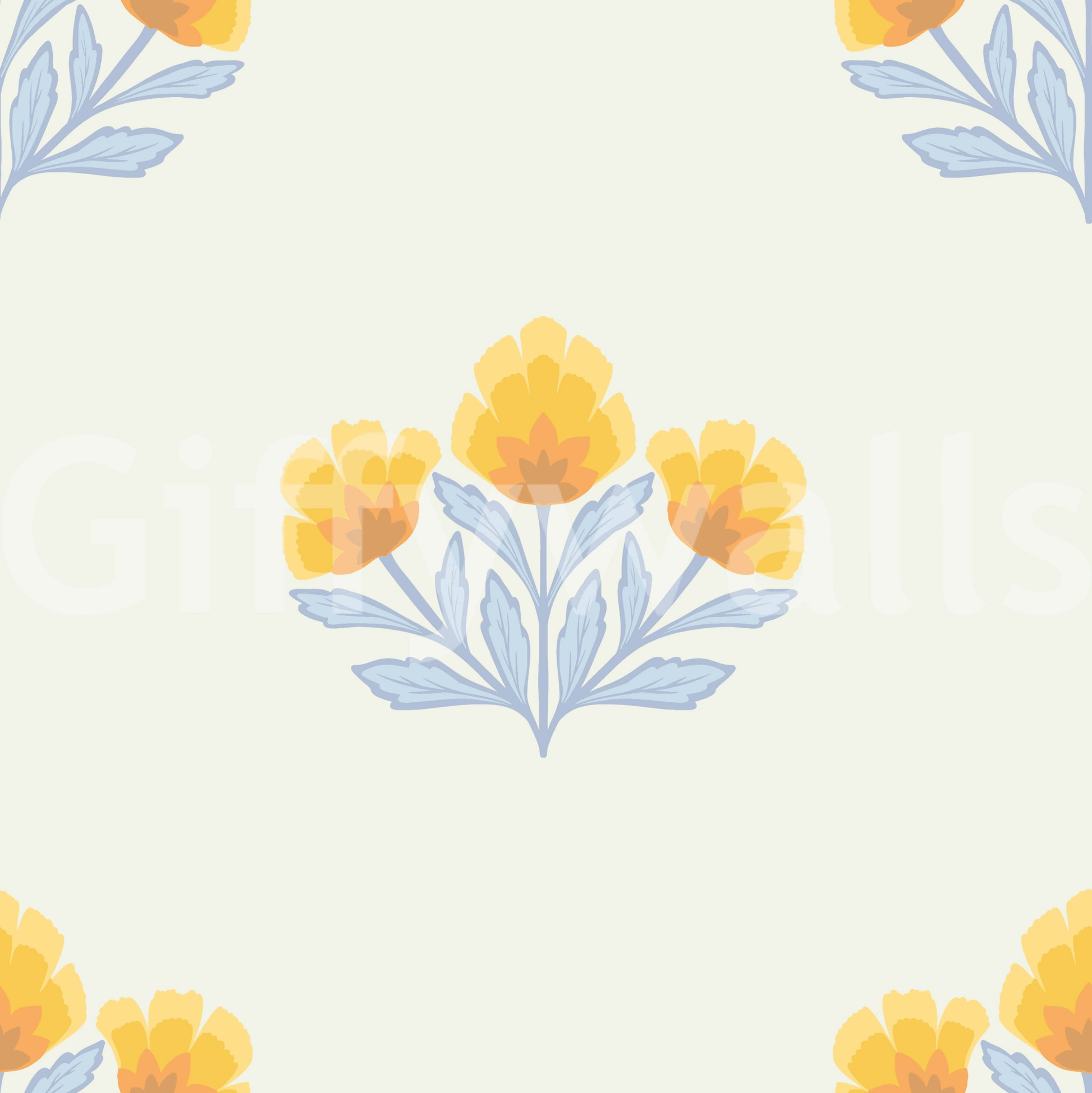 Quiet rhythmic aesthetic of Golden Bloom Repeat mural art.